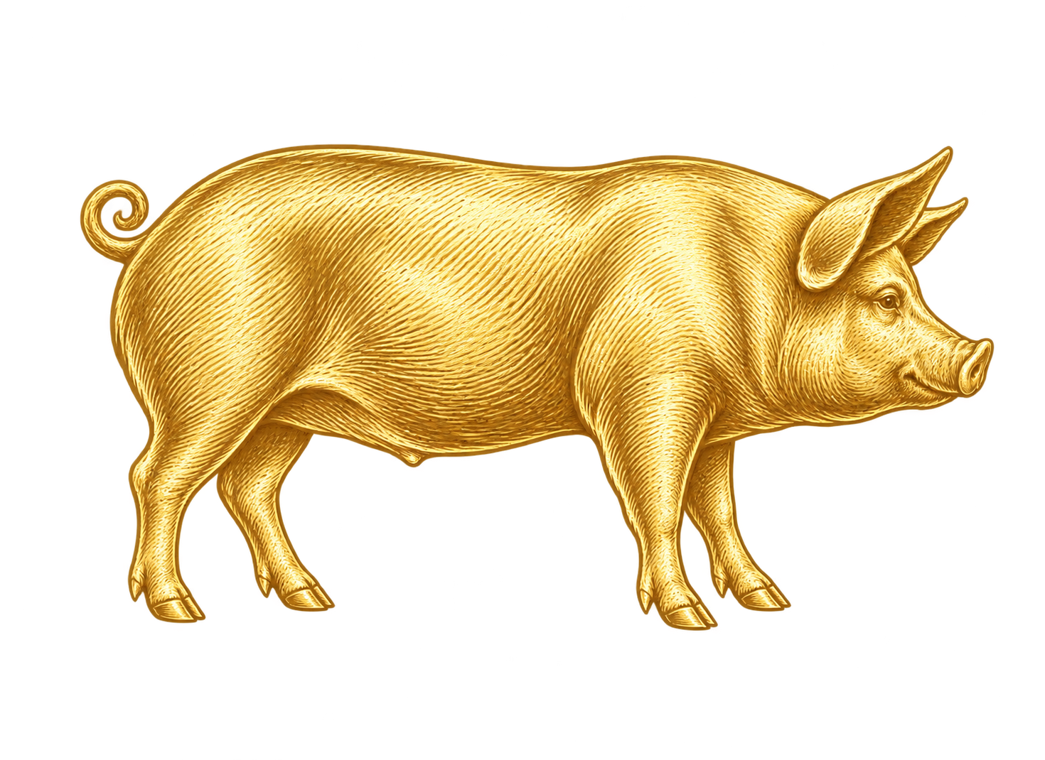 Silhouette dorée d’un cochon